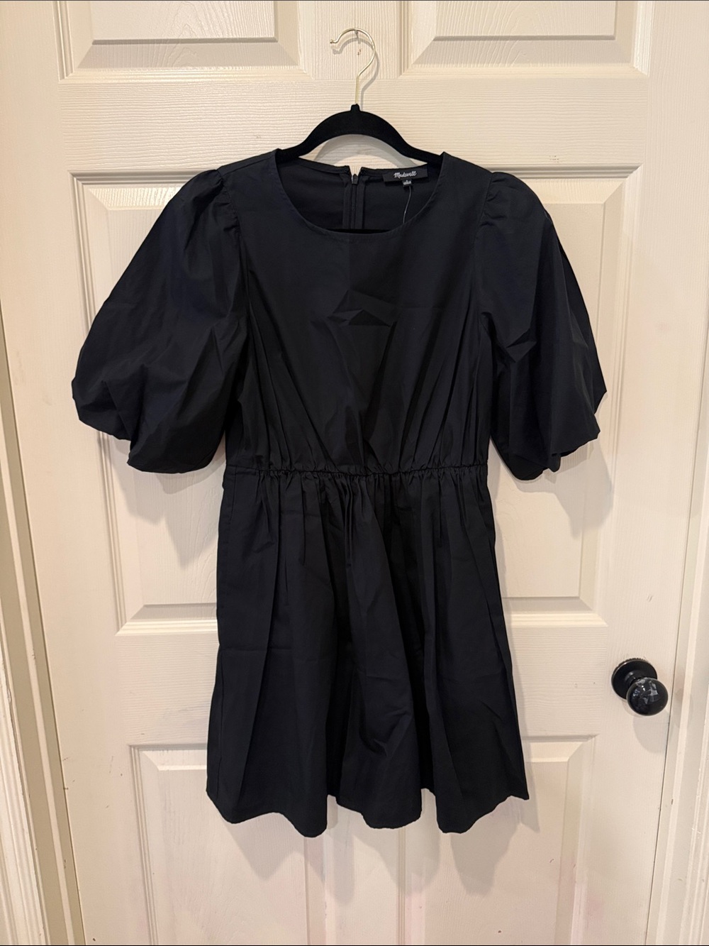 Madewell NWT bubble sleeve black mini dress, size 2 - Picture 2 of 7